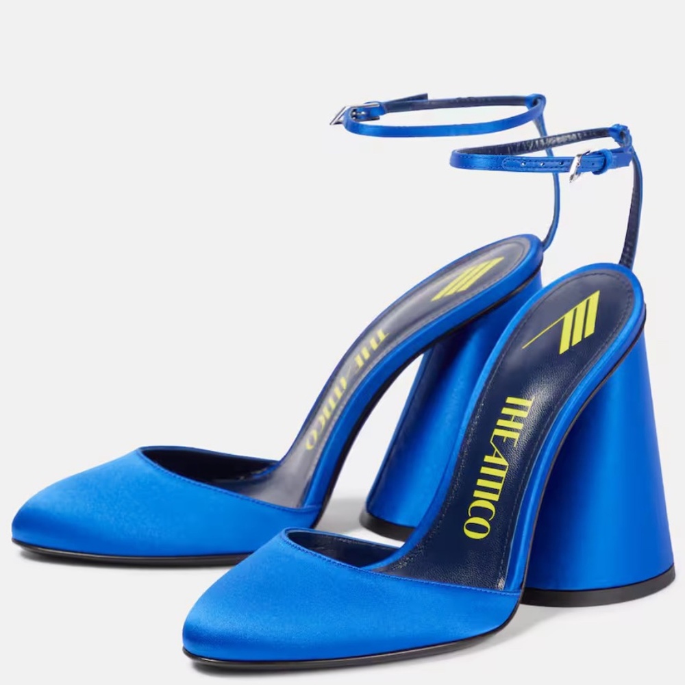 The Attico Luz Satin Slingback Pumps Heels in Cobalt Blue Sz 39.5 (US 9.5) NWT